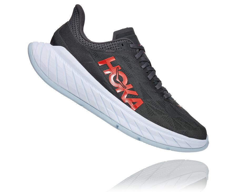 Hoka One One Running Shoes Mens Black/White - Carbon X 2 - 35498YAHW